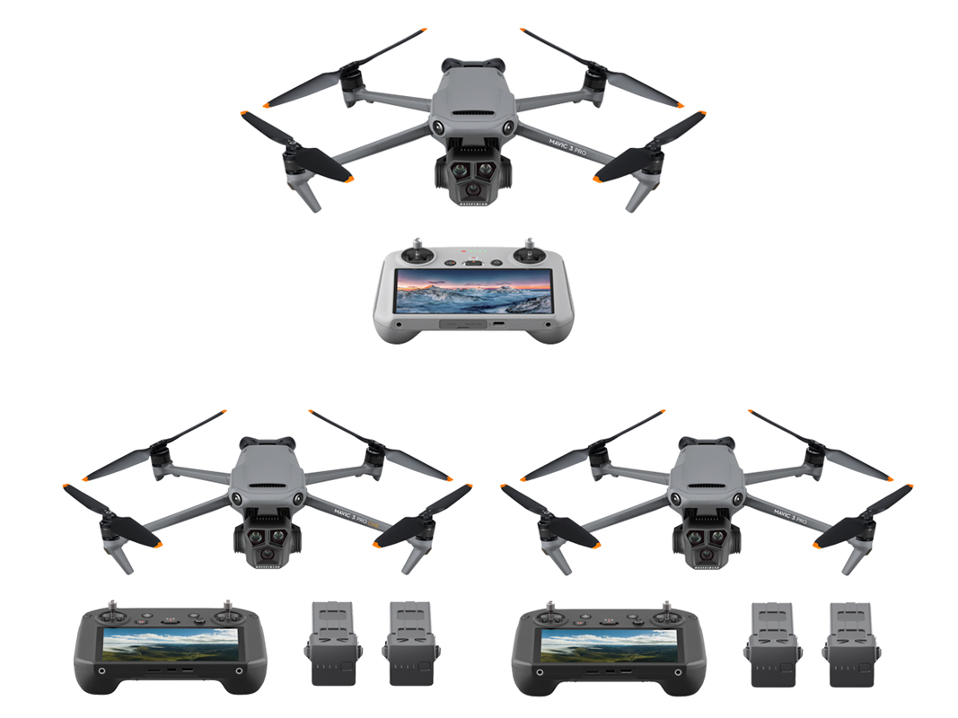 DJI Mini 3 + DJI RC ,DJI Mavic 3 Pro Cine Premium Combo y DJI Mavic 3 Pro Fly More Combo (DJI RC Pro)